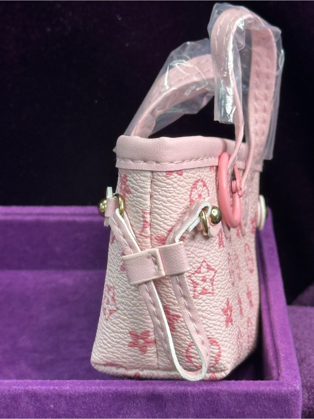 Pink Patterned Mini Tote Handbag - Picture 2 of 5